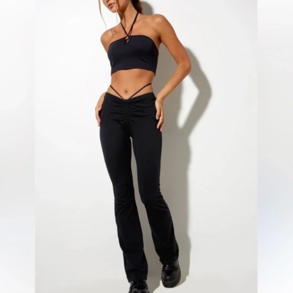 MOTEL ROCKS SEKAR TIE WAIST BLACK FLARE PANTS SIZE XS